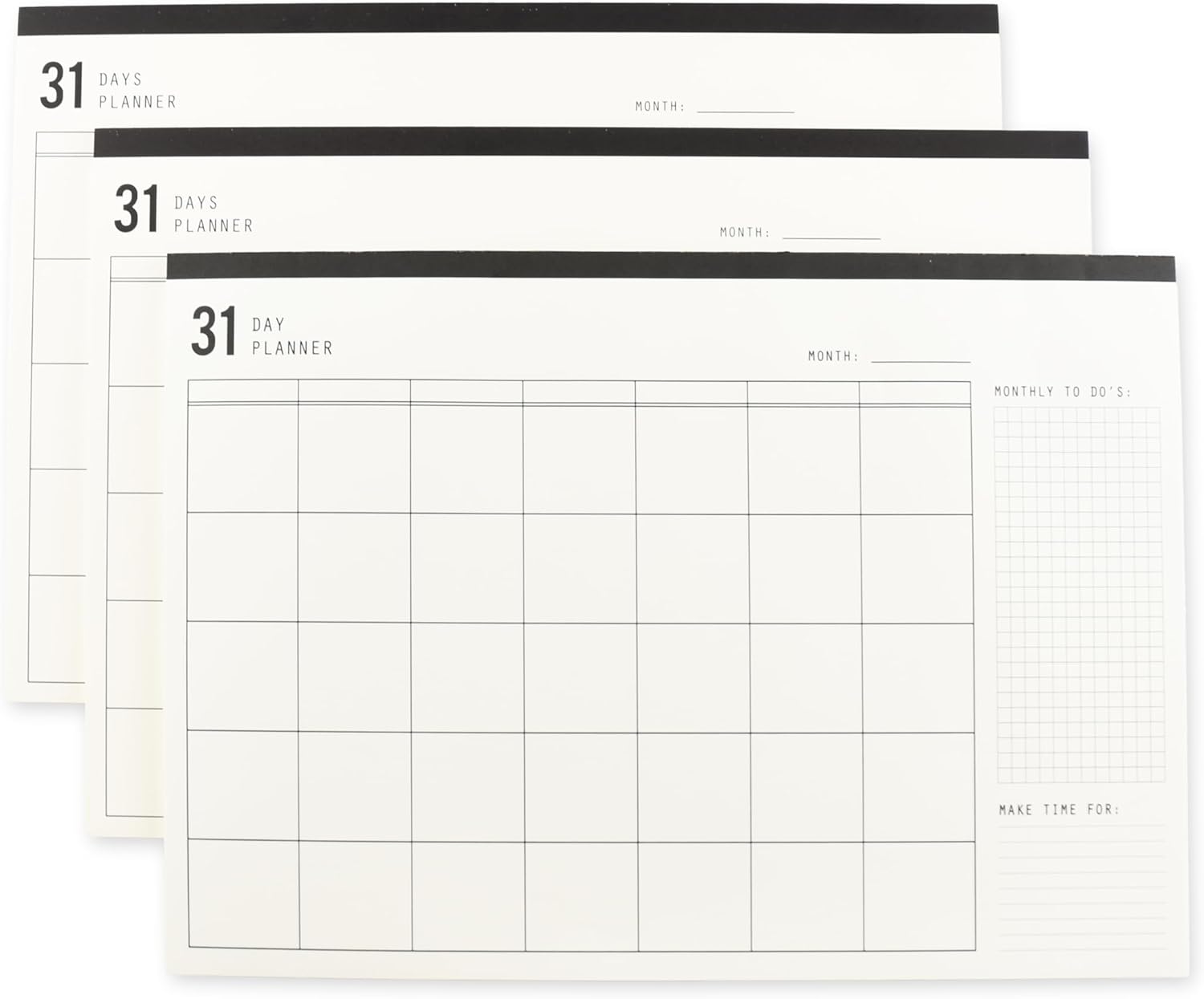Premium Undated Monthly Planner Pad – 31-Day Tear-Off Organizer (9.7×13.6 in) with Notes Section – FSC® Paper (Pack of 2)