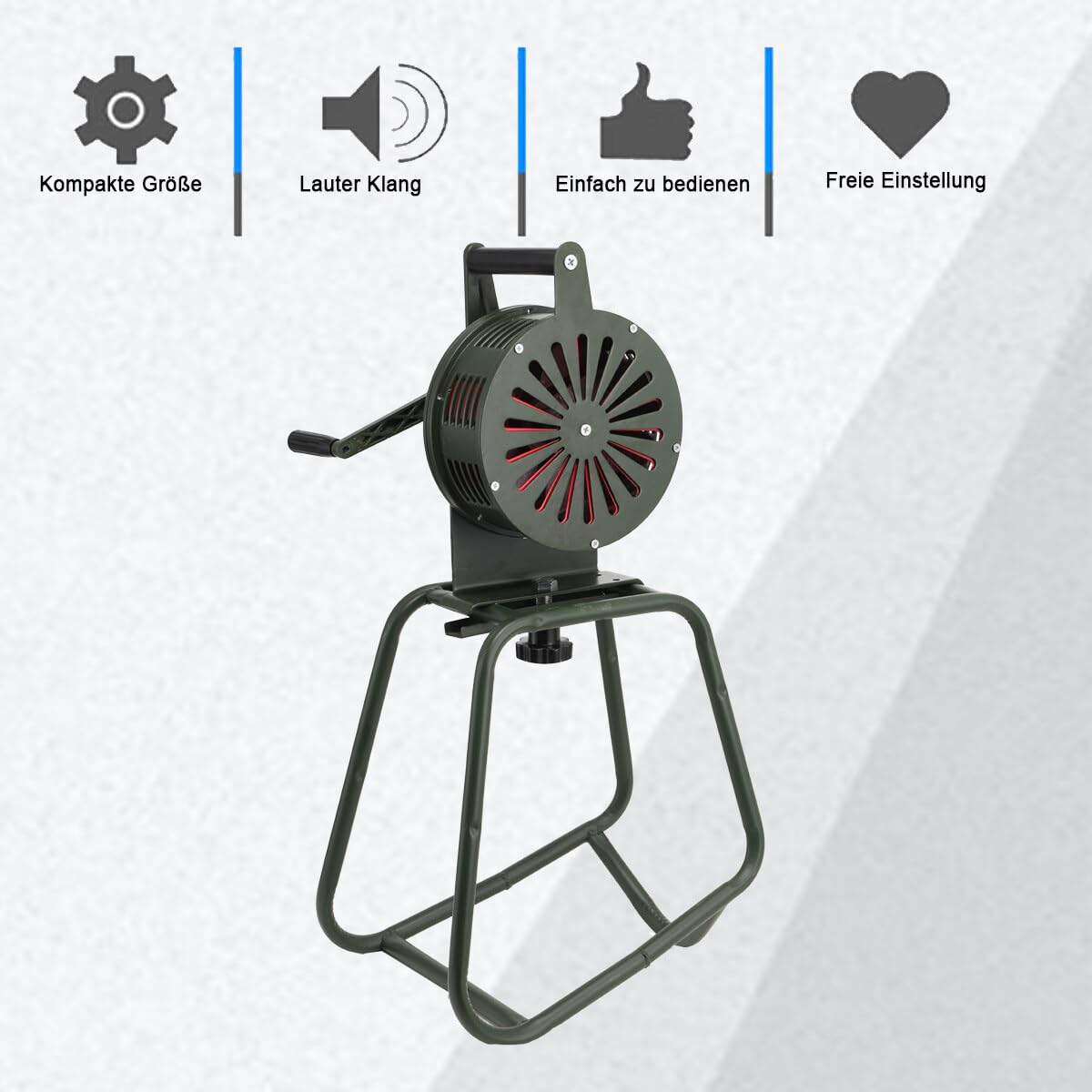 Handsirene Alarm Handkurbel Sirene 120dB Alarmsirene Aluminiumgehäuse Rot/Grün