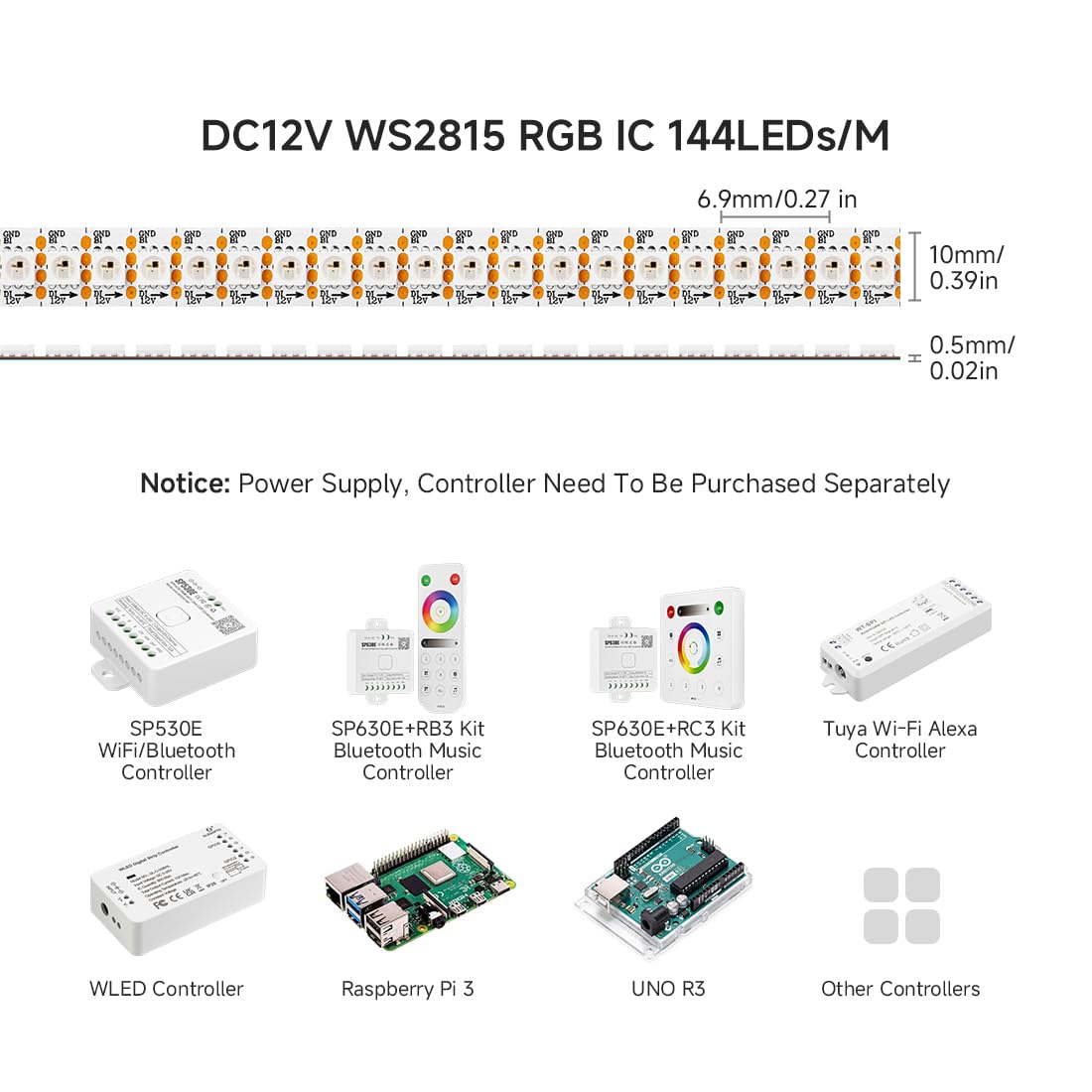 BTF-LIGHTING WS2815 (WS2812B aggiornato) 1m 144 pixel RGB indirizzabili individualmente luce pixel a doppio segnale a LED 5050 SMD colore dei sogni magici IP30 Non impermeabile bianca PCB DC12V