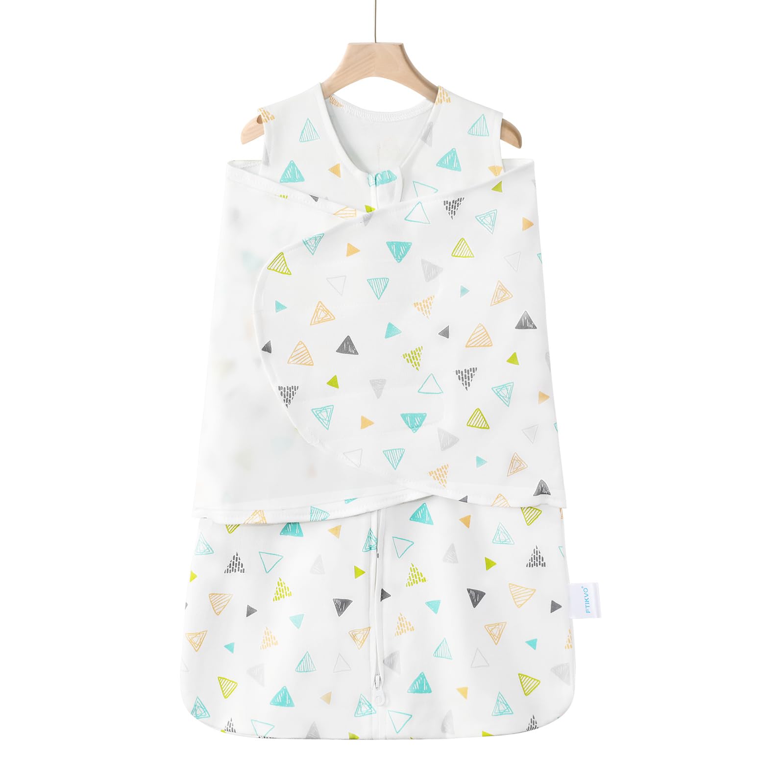 Ftikvo Swaddle-Blanket Baby Girl & Boy Swaddles Newborn Infant Transition 100% Cotton Wrap Blankets, 3-Way Adjustable Wearable Blanket, TOG 1.0 (