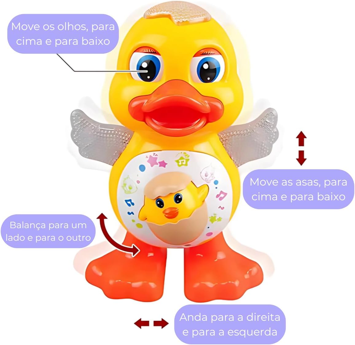 Pato Dançarino Musical Infantil com Luzes LED, Som e Movimento – Brinquedo Interativo e Divertido para Crianças