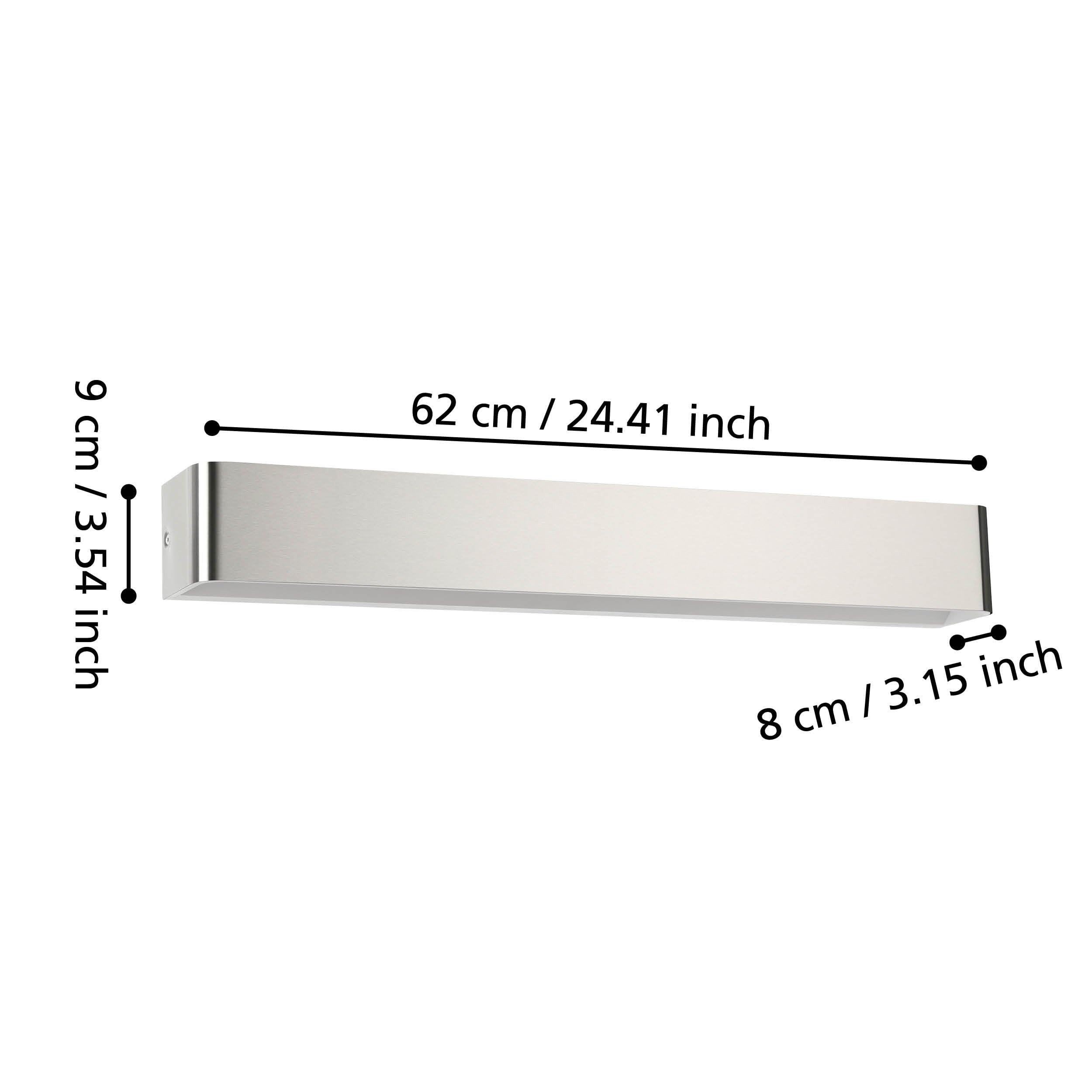Eglo LED lámpara de pared Sania 5, luz de pared de 1 luzminimalista, iluminación de pared de metal en níquel mate, blanco, plástico en acabado satinado, L 62 cm, IP44