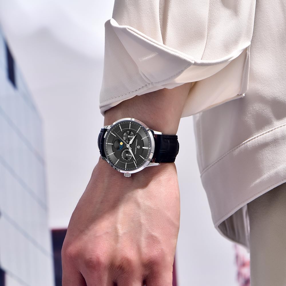 Pagani Design PD1795 watch with black leather strap worn on a wrist.