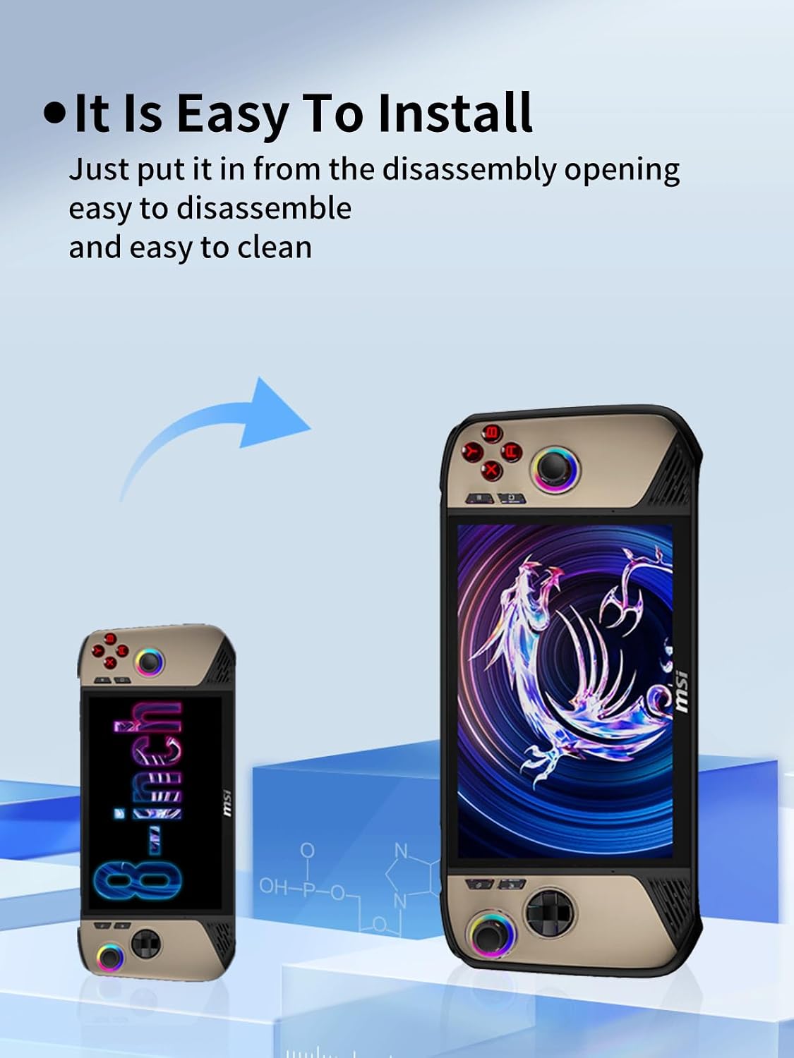 Compatible with MSI Claw 8 AI+ Handheld Game Console, Soft TPU Material, Shock-Absorbing and Anti Drop Protection Soft Shell, with Kickstand,Black image 4