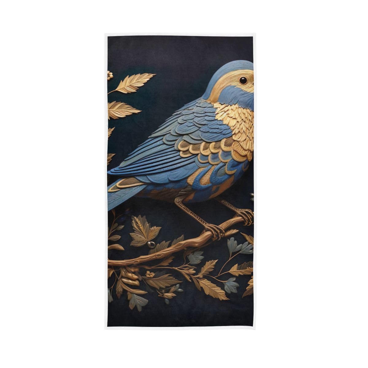 HUYGD Bird with Golden Leaves Hand Towel, Bath Hand Towels for Bathroom 15 x 30 Inches, Decorative Towels