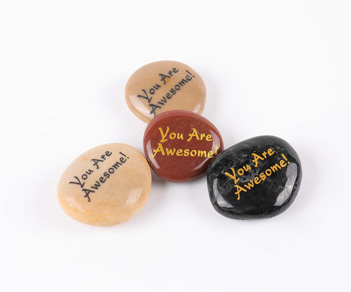 50PCS You are Awesome Stone, Engraved Inspirational Rocks, You're Awesome Appreciation Thank You Giveaway Inspiration Gifts for Women Mom Teacher Employee Coworker Staff, 2”- 3” Each