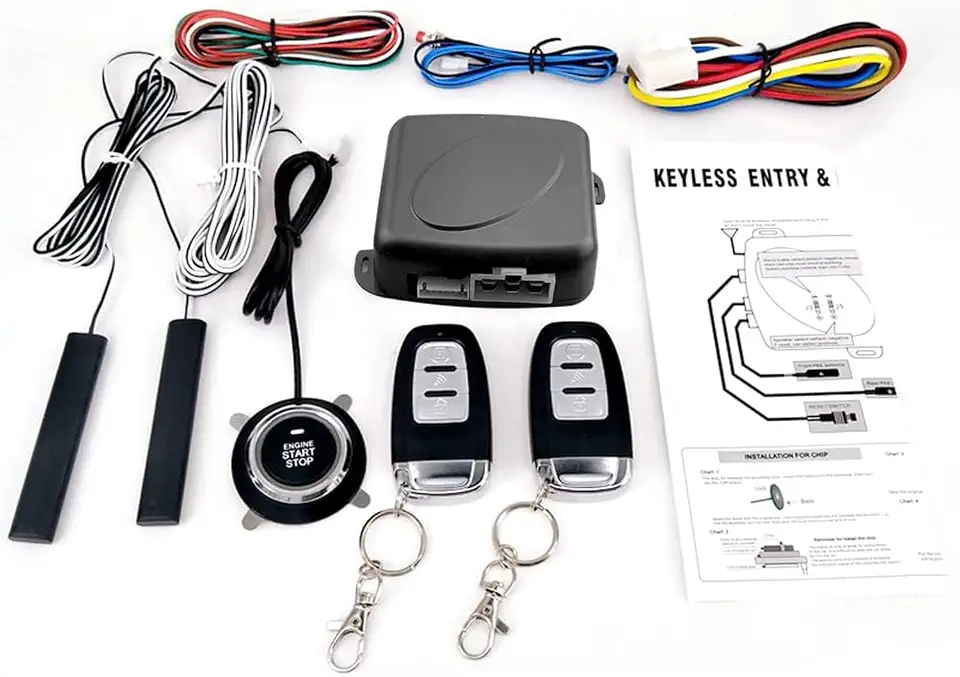 9Pcs Car SUV Switch Keyless Entry Engine Start Alarm System Push on Remote Starter Stop Auto -theft System