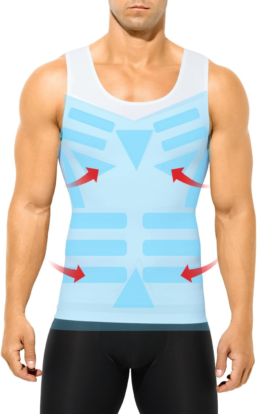 Arjen Kroos Men's Shapewear Seamless Silky Compression Tank Top Gynecomastia Tummy Control Body Shaper Slimming Undershirts