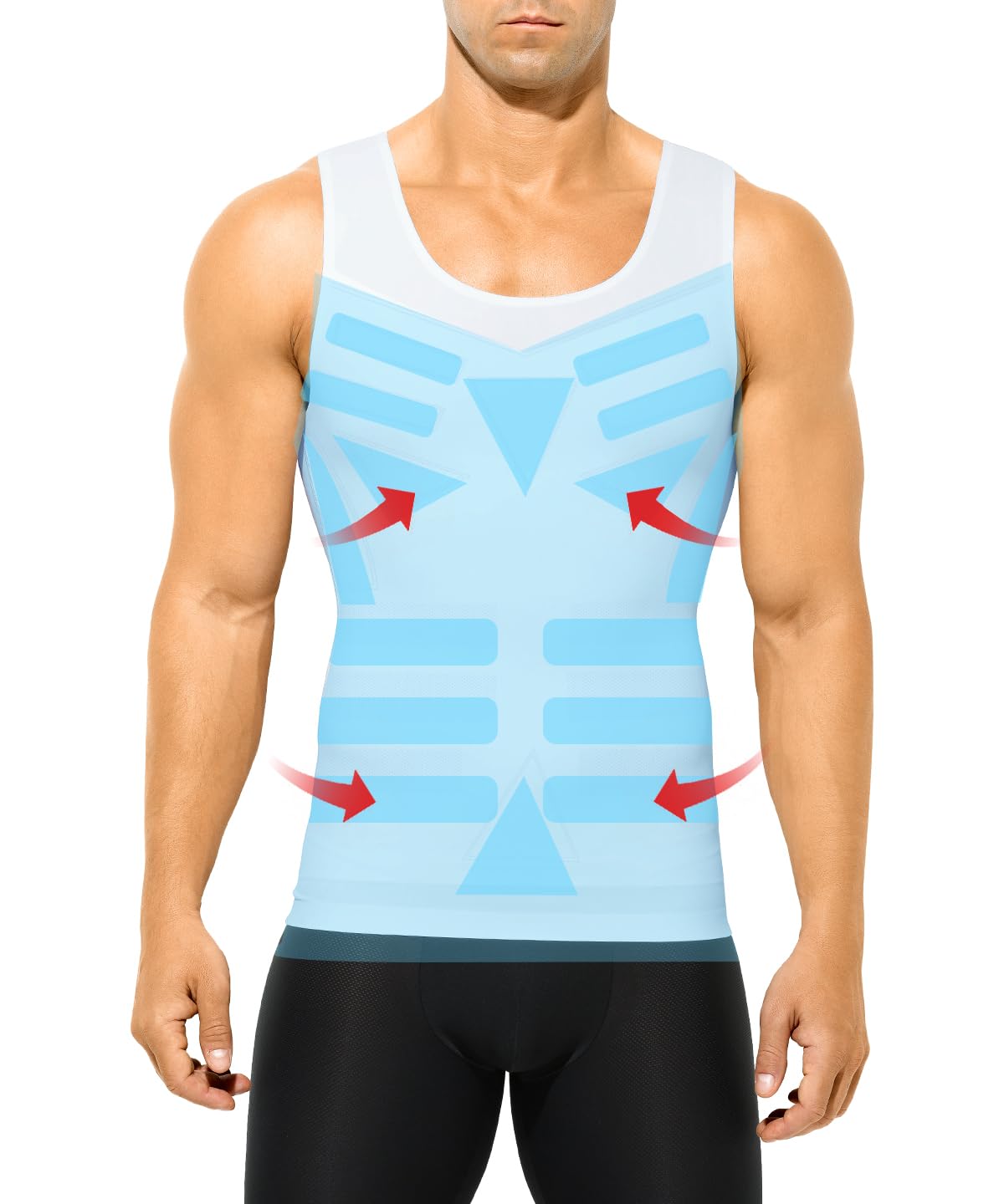 Casey Kevin Shapewear Herren Kompressionsshirt Tank Top Herren, Bauchweg Unterhemd Herren, Kompressionsunterwäsche Bauchweg Body Shaper Ärmellos Compression Shirt Unterhemd für Männer