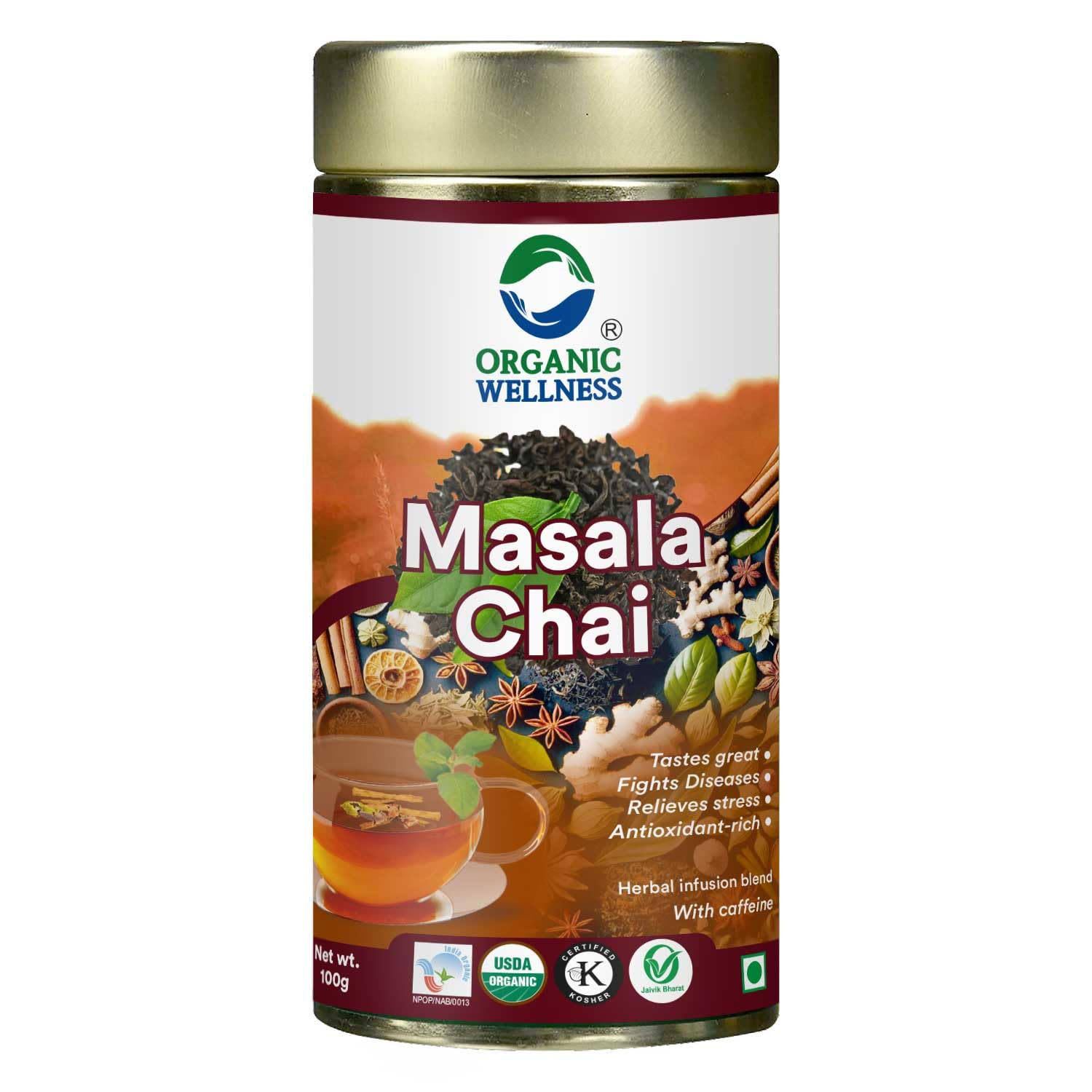 Organic Wellness Masala Chai 100 Gram Tin-image-4