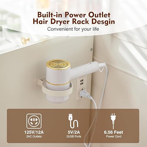 Miniatura 3 de Escritorio de tocador con espejo y luces, mesa de tocador de maquillaje con cajones, taburete de almacenamiento, espejo grande de 41 pulgadas, juego