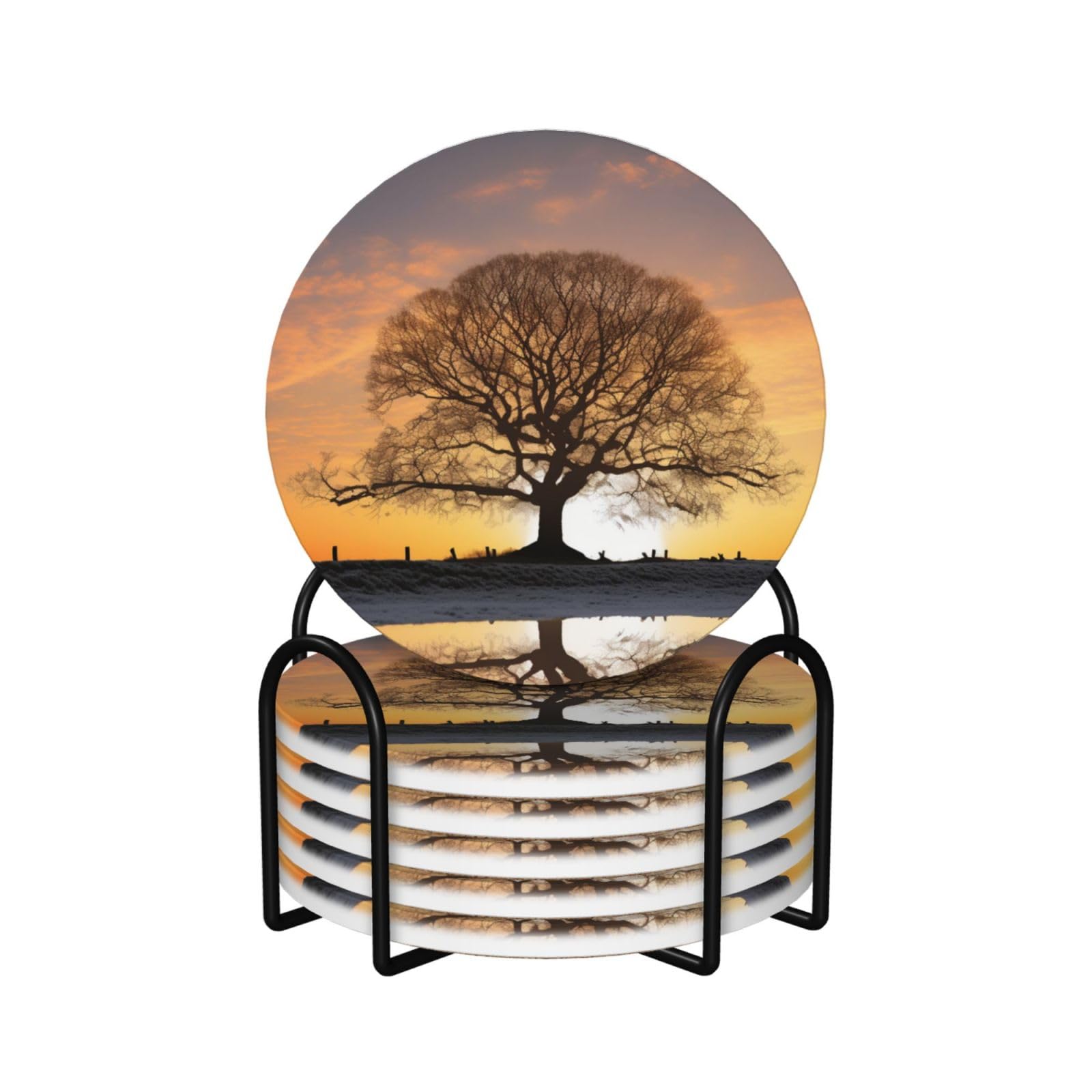 Dessous de verre en céramique absorbant motif hivernal set de table avec support