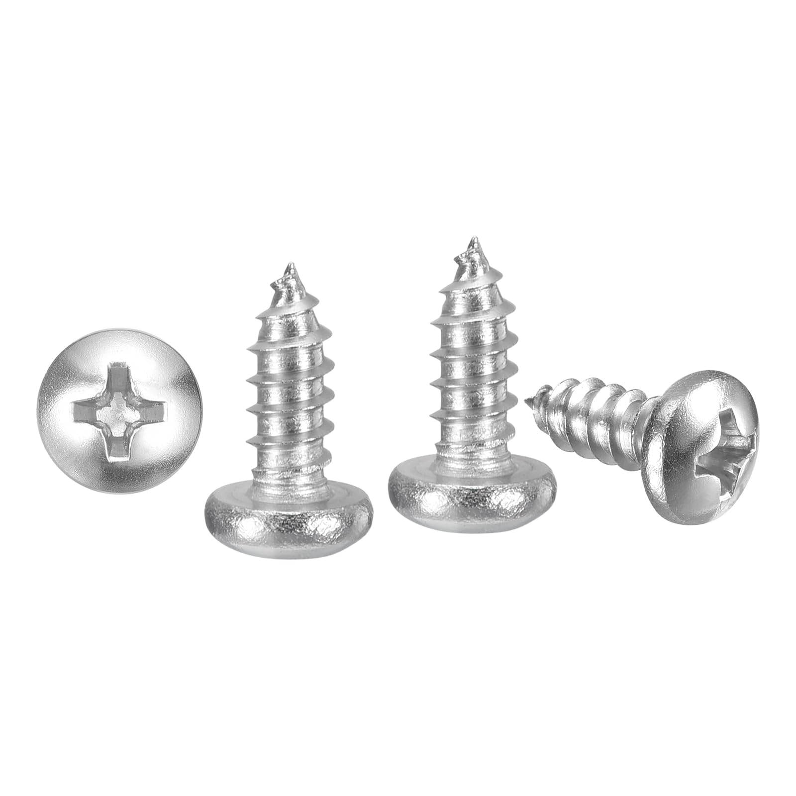 METALLIXITY Phillips Pan Head Self Tapping Screws(#7x3/8") 100Pcs, 304 Stainless Steel Self Drilling Screw for Metal Wood Plastic, for Cabinet Wall Shutter Plate Rock Furniture, Silver Tone — image 1