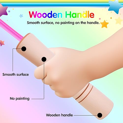 Miniatura 4 de Cuerda de saltar holandesa doble de 16 pies para niños, cuerda de saltar ajustable con asas de madera, perfecta para fitness, diversión al aire