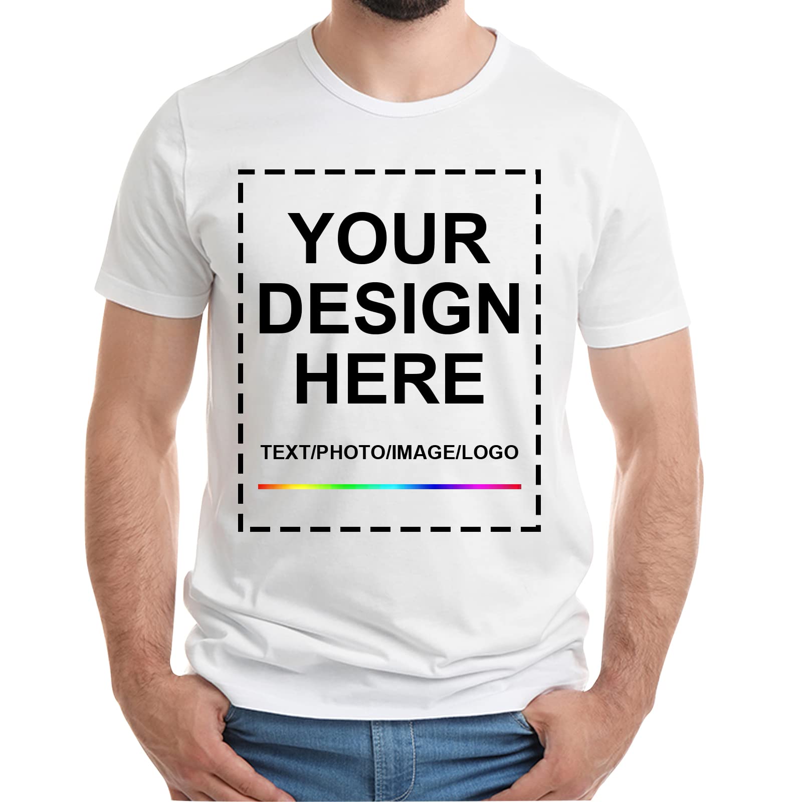 Custom T Shirts for Men and Women Personalized Cotton T-Shirt Bulk Personalized Shirts for Events Teams Design Your Own Tee