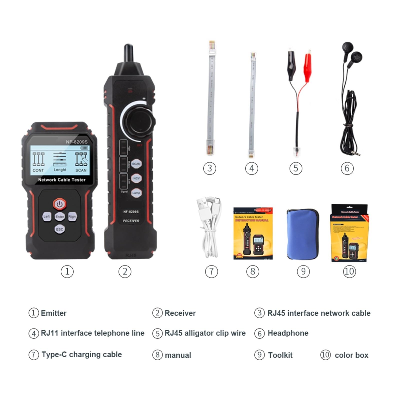 LCD-Netzwerkkabeltester, Draht-Tracker, Aktuelle Kabellänge, Kabel-Tracker, Multifunktionales Tester-Tool Leicht Und Tragbar