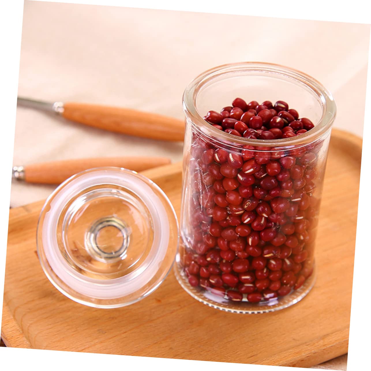 Mikinona Tarro de Almacenamiento de Alimentos de Vidrio Transparente 750 Ml, Recipiente Hermético Anti Humedad, Contenedor Multiusos para Cocina y Hogar, Adecuado para Cereales y Dulces