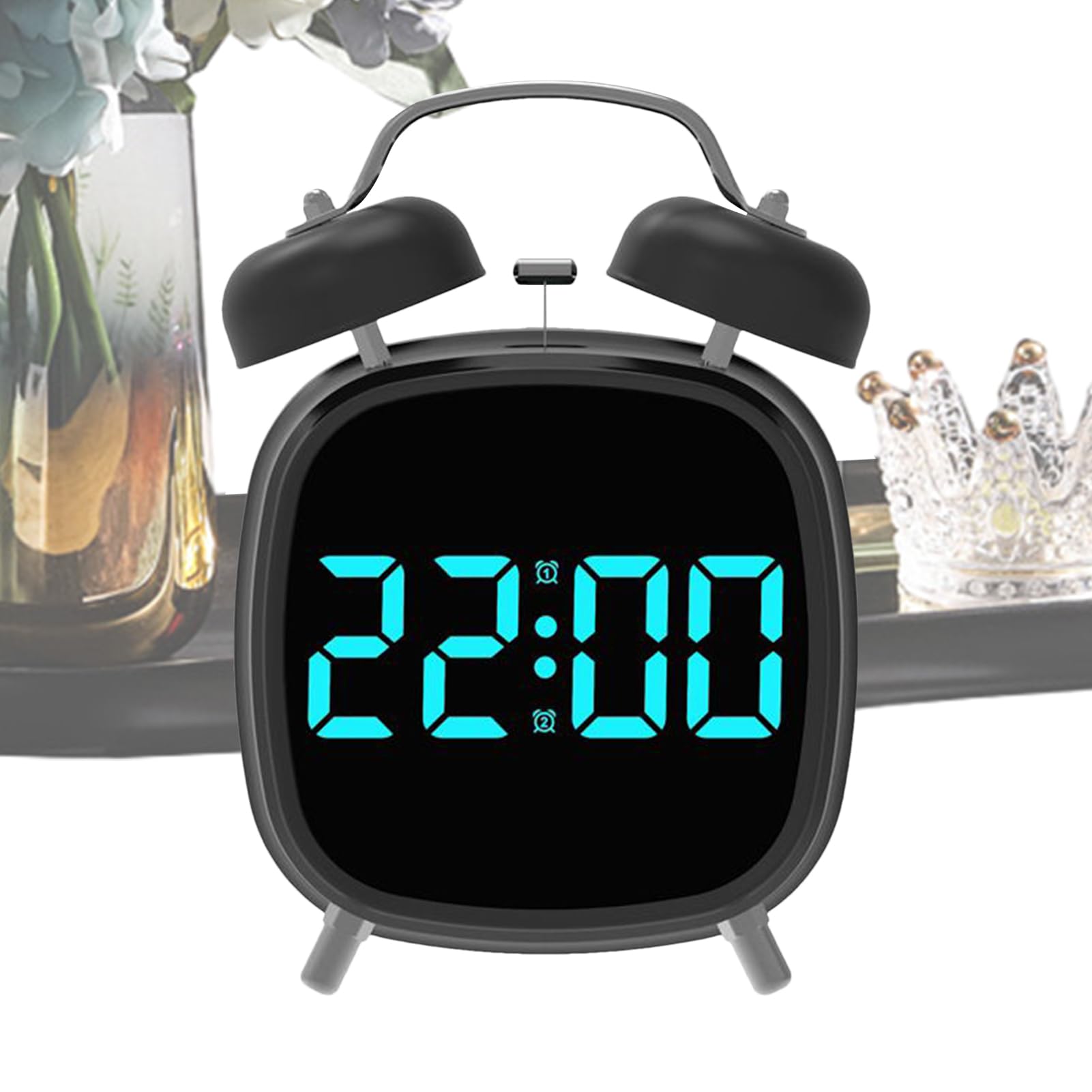 Digital Alarm Clock,Loud Bedroom Alarm Clock - Portable Timer Machine with Led Light for Office Travel Living Bed Home Nursery