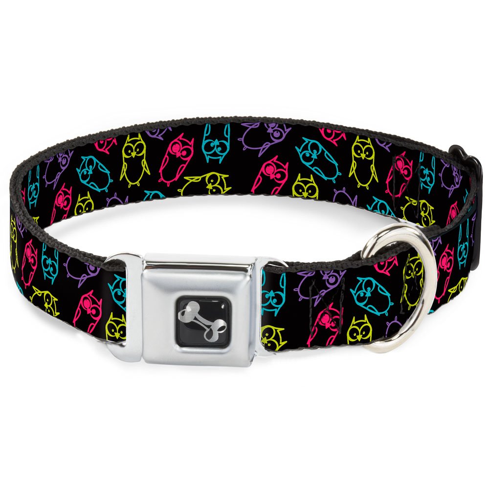 Collier chien boucle os Buckle Down imprimé artistique chouette multicolore 11-43cm