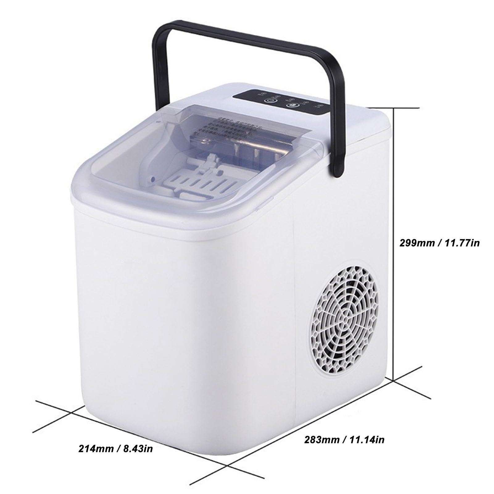 Naroote Macchina per il Ghiaccio Portatile da Banco con Maniglia, 9 Cubetti di Ghiaccio Pronti in 6 Minuti, 12 Kg in 24 Ore e Serbatoio da 2,3 Qt per Casa, Ristoranti, Caffetterie (Spina UE da 220 V