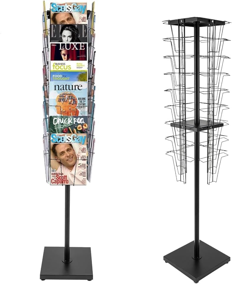 Beaccoss 36 Pockets-Rotating Magazine Rack,Detachable Magazine Rack,Literature, Brochure,Comic BookDisplay Stand
