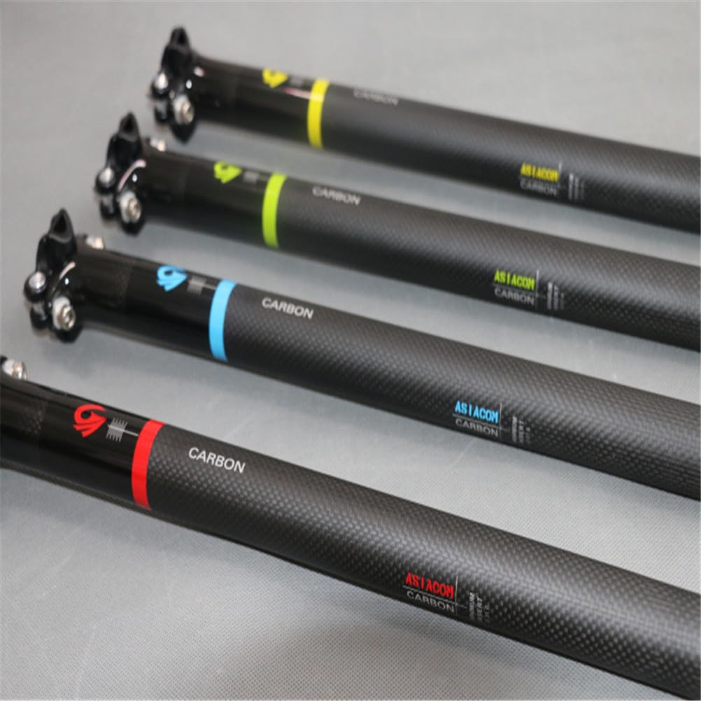 OYHN Tige de Selle de vélo Carbone VTT 27.2/30.8/31.6mm Vélo de Route Longue 13.8inch (350 mm) 400mm avec Pince de réglage Micro Accessoires de Vélo,Bleu,27.2 * 350mm