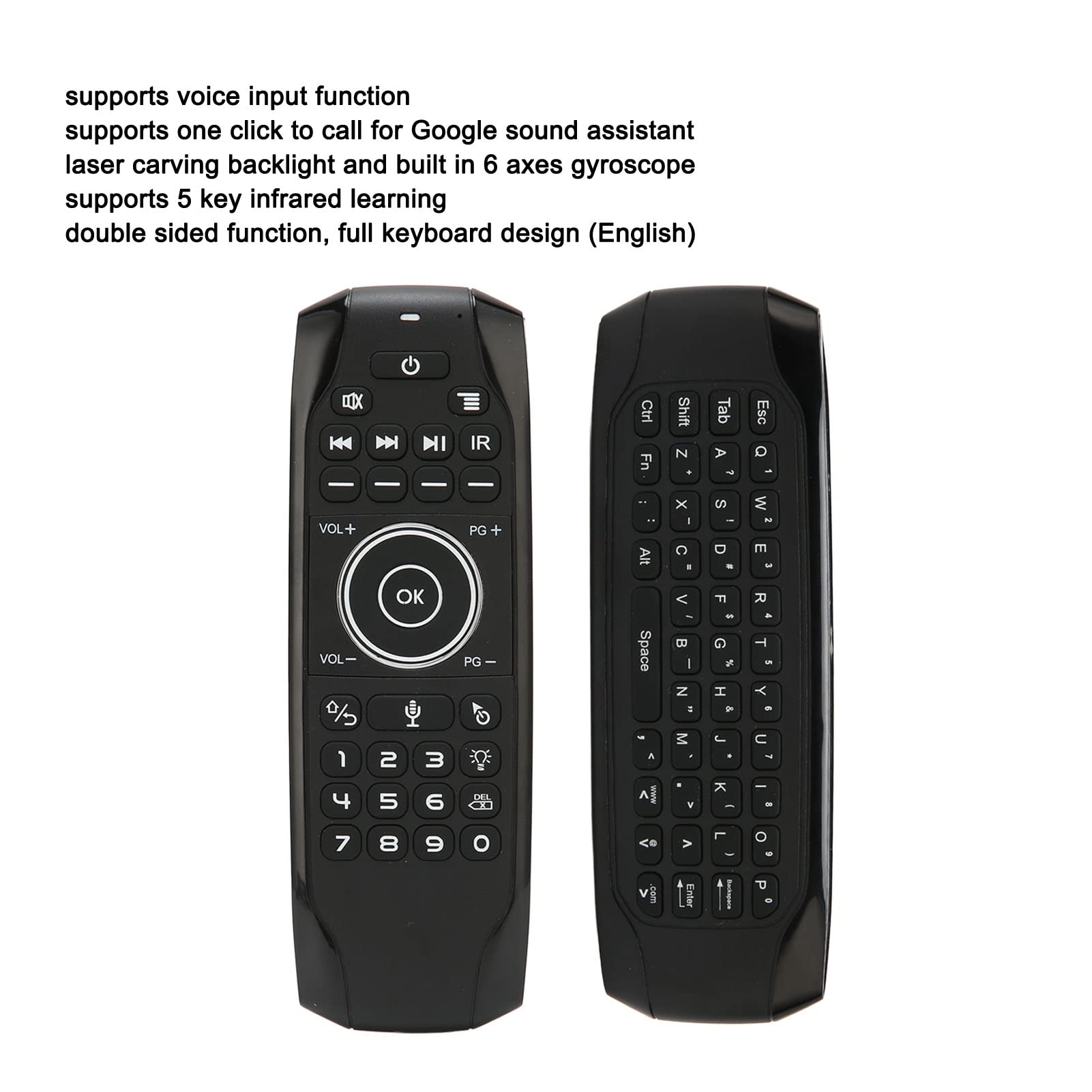 Kabellose Air Mouse Fernbedienung mit beleuchteter Tastatur | 2 4G Sprachfernbedienung Projektor TV Box PC Smart TV 6 Achsen Gyro Sensor 77 Tasten