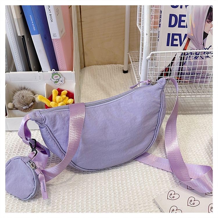 Image of Nylon Crescent Crossbody Bag for Women Purses Trendy Men,Small Travel Sling Bag Hobo