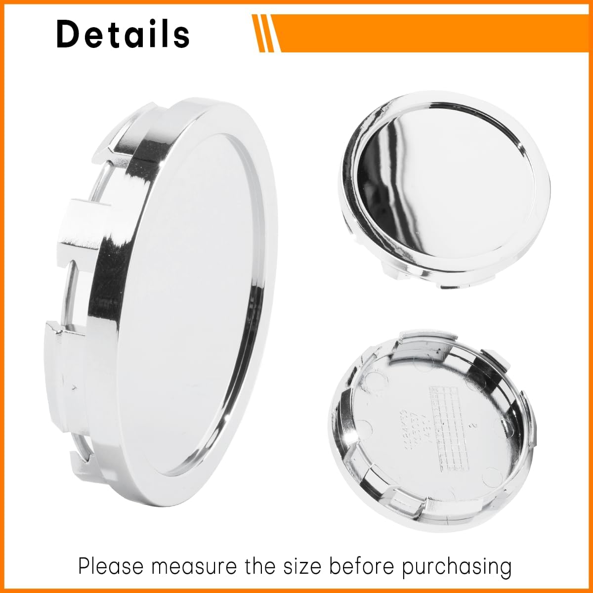 58MM Wheel Center Caps Rim Hub Caps Center Cover Replacement Outer 58mm/2.3in, Inner 55mm/2.17in, Chrome Silver-4Pcs