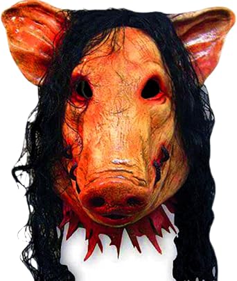 Halloween pig.mask, chainsaw, soul stirring 3, pigs eight commandments mask with hair, pigs head mask, mischievous terror maskNo Cosplay Cover Cos Saw Horrifying Bloody Decor
