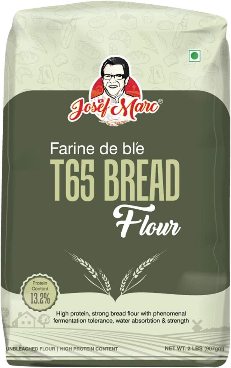 Farine De Ble T65 Bread Flour, 2 LBS (907g) - Unbleached & High Protein Flour, All Purpose Bread Flour, Strong Bread Flours.