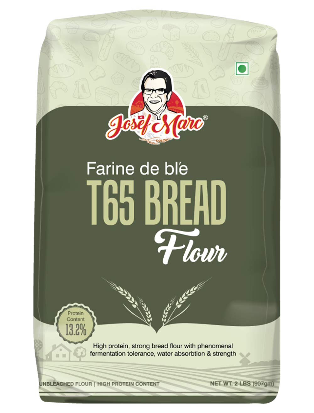 JOSEF MARC Farine De Ble T65 Bread Flour, 2 LBS (907g) Unbleached & High Protein Flour, All