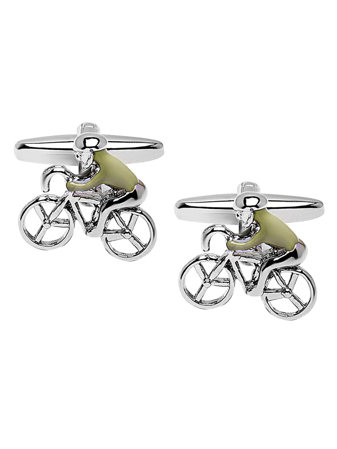 Shining Jewel - By ShivanshShining Jewel Elegant Fancy and Designer Silver Plated Bicycle Design Cufflinks For Men (SJ_7199)