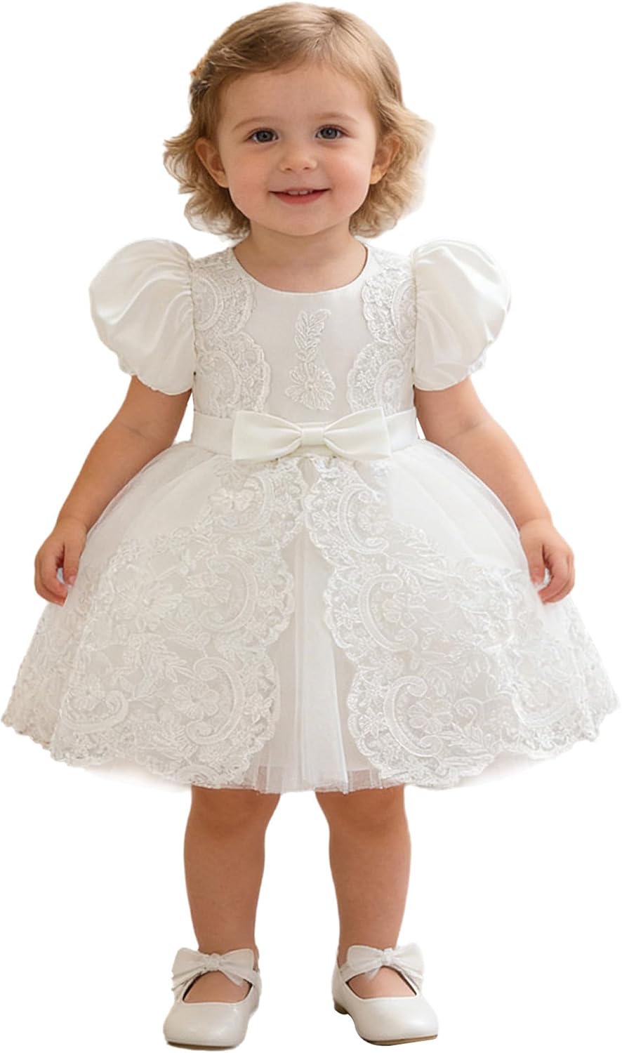 Infant Princess Prom Dresses Elegant Bow Wedding Bridesmaids Baby Baptism Evening Gown Crown Easter