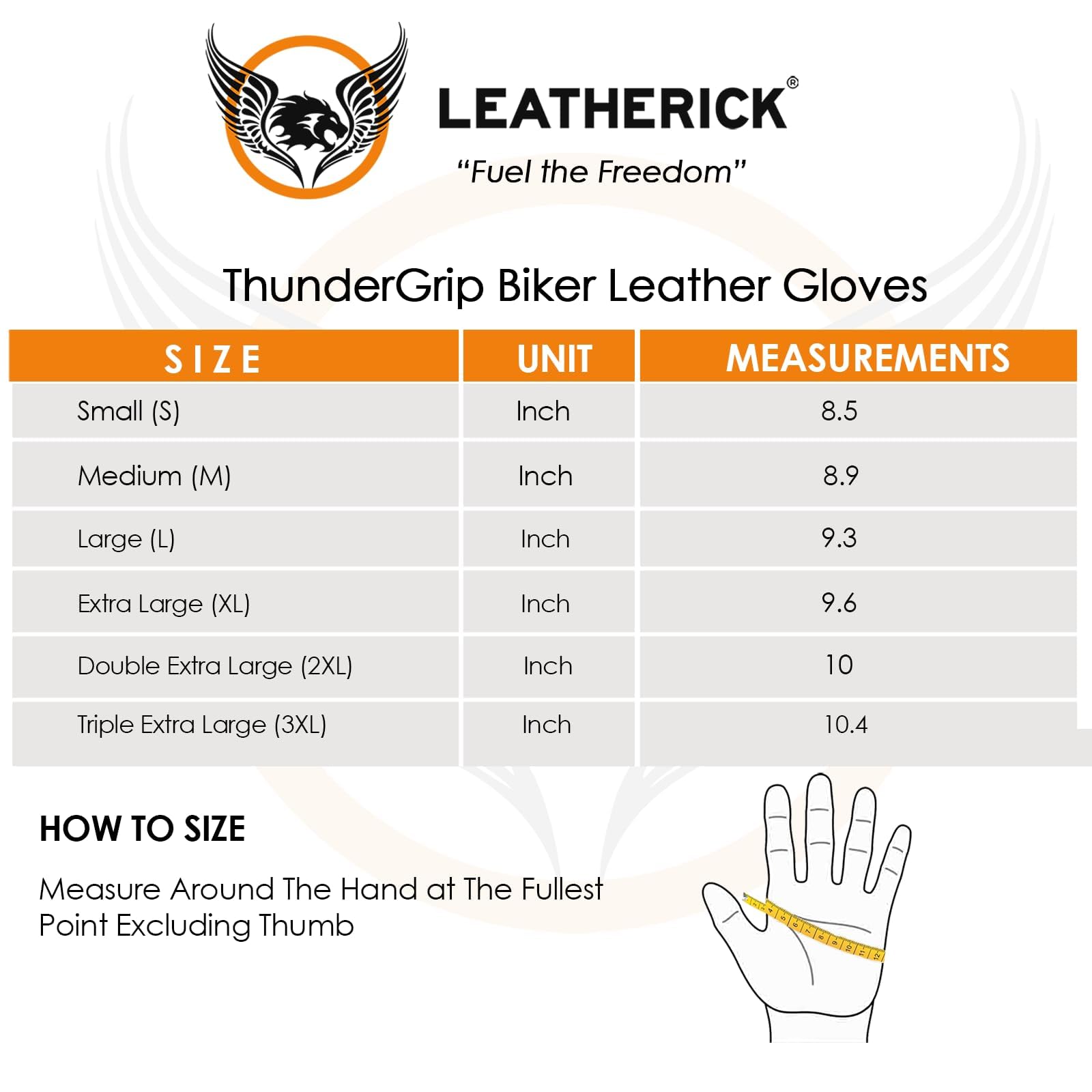 Leatherick Guanti da moto in pelle bovina da uomo - Guanti da moto resistenti, compatibili con touch screen con nocche in pelle scamosciata protettiva certificate CE