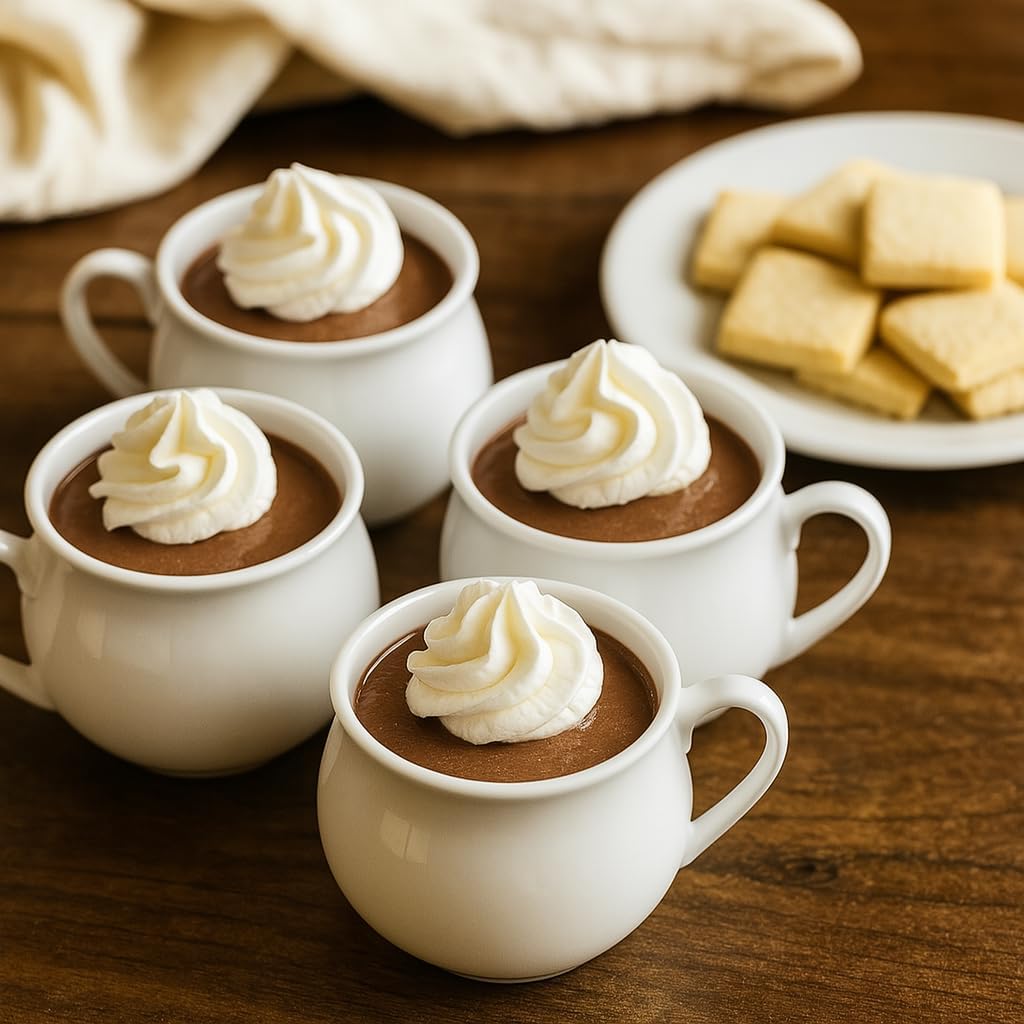 HIC Kitchen Pot De Creme With Lids, 3.125-Inch, Fine Porcelain, Set Of 4
