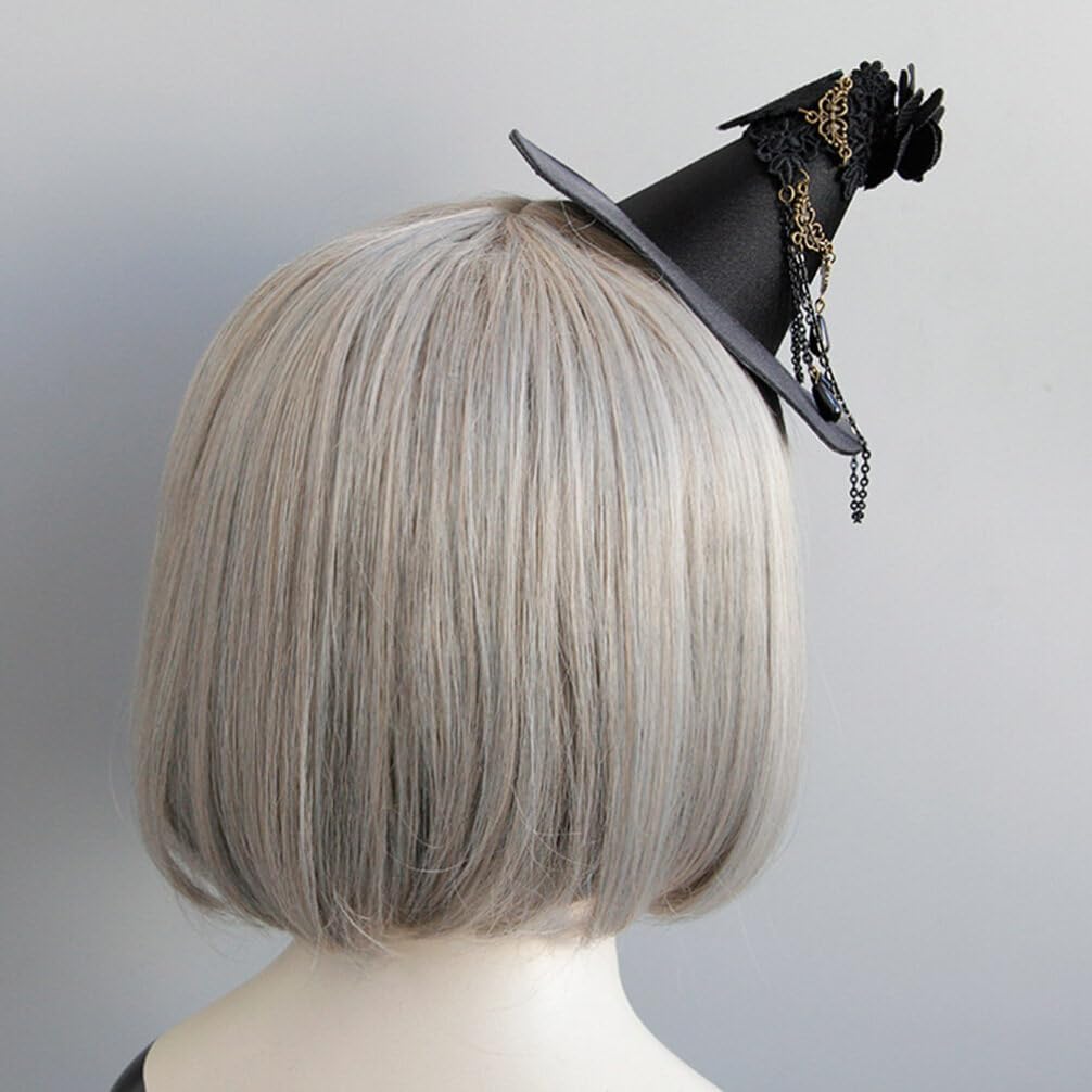 Beaupretty Hat Clip, Witch Hat Mini Top Hat Gothic Witch Hat Headband Black Fascinator Hat, Steampunk Accessories Party Costume Stage Show Props