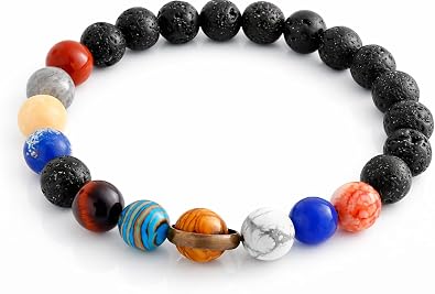 Petite Boutique Universe Galaxy Eight Planets Solar System Natural Stone Bead Bracelet Yoga Chakra Bracelet Guardian Star Earth Space