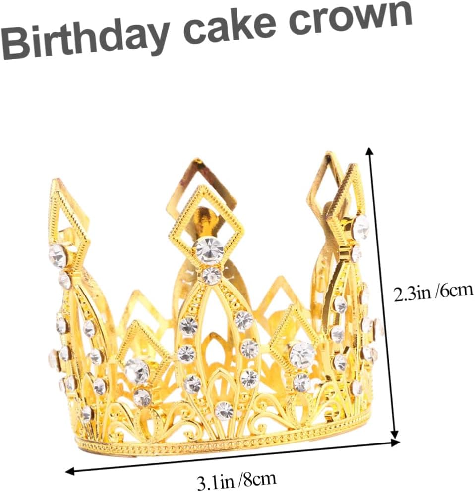 2pcs Alloy Birthday Cake Crown Decoration for Party, Non-edible Chic Cake Topper Set, Color Random Random Color