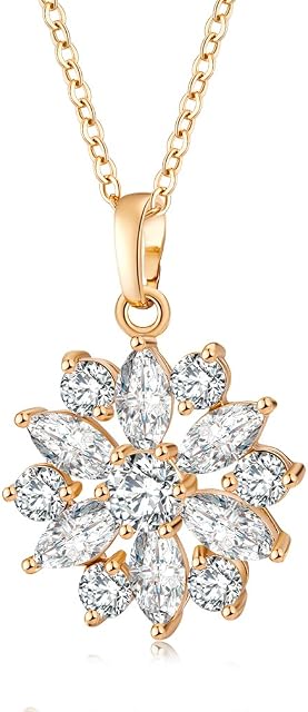 YAZILIND Jewelry Flower Cubic Zirconia Pendant Gold Plated Necklace for Women