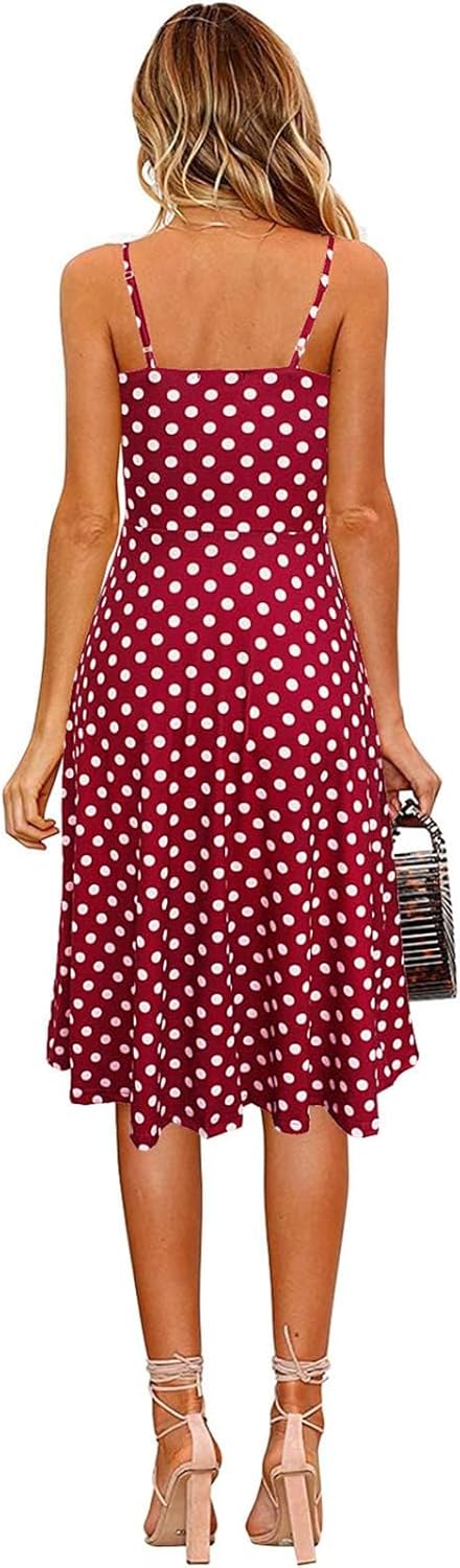 Berydress Women's Casual Beach Summer Dresses 2025 Solid Cotton Flattering A-Line Spaghetti Strap Button Down Midi Sundress - Image 2