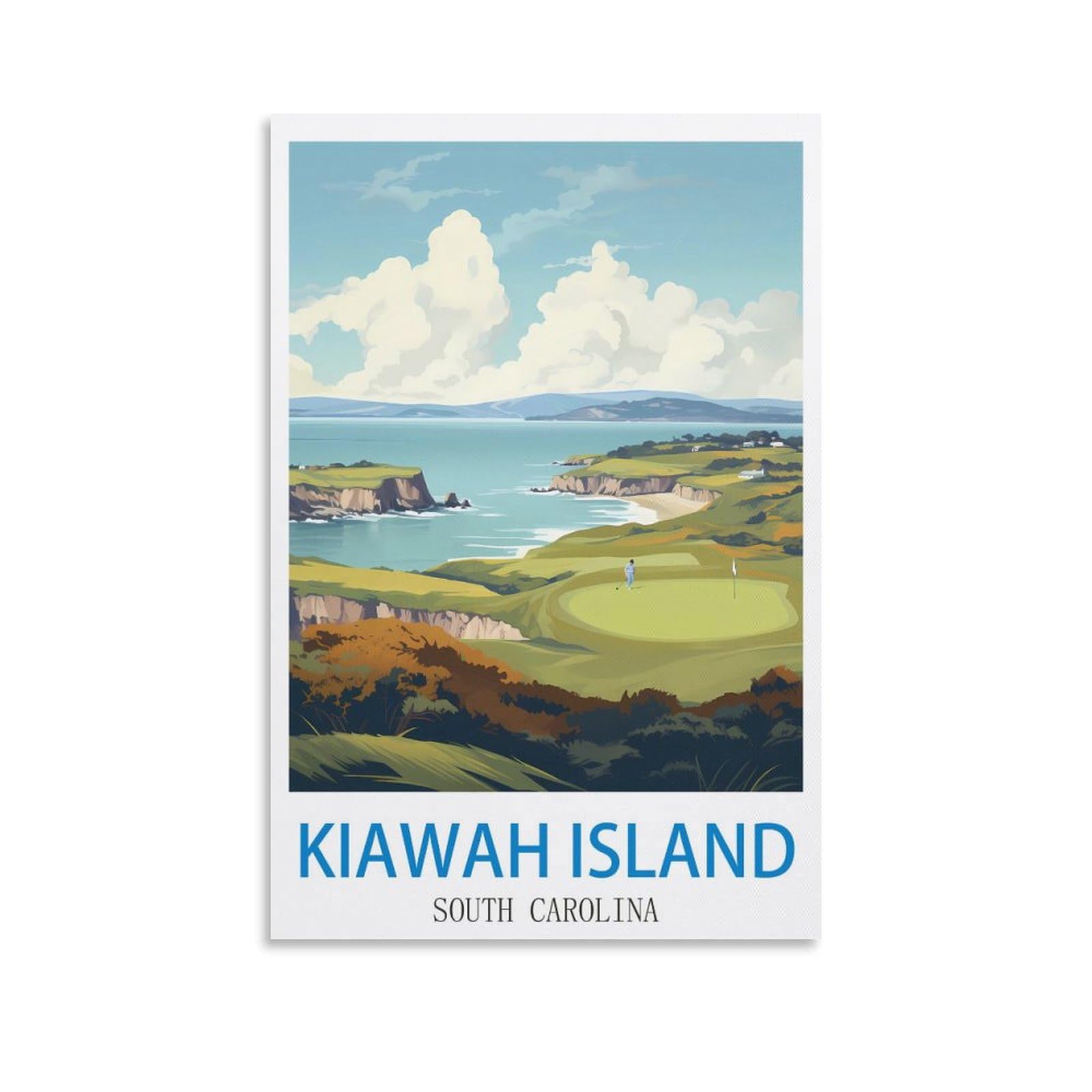 EZMLFA 5D Diamond Art Kits for Beginner,Kiawah Island South Carolina Golf,Diamond Art Kits Gem Cross Stitch Easy Kits for Beginner Crystal Art Crafts Home Wall Decor 30x40cm