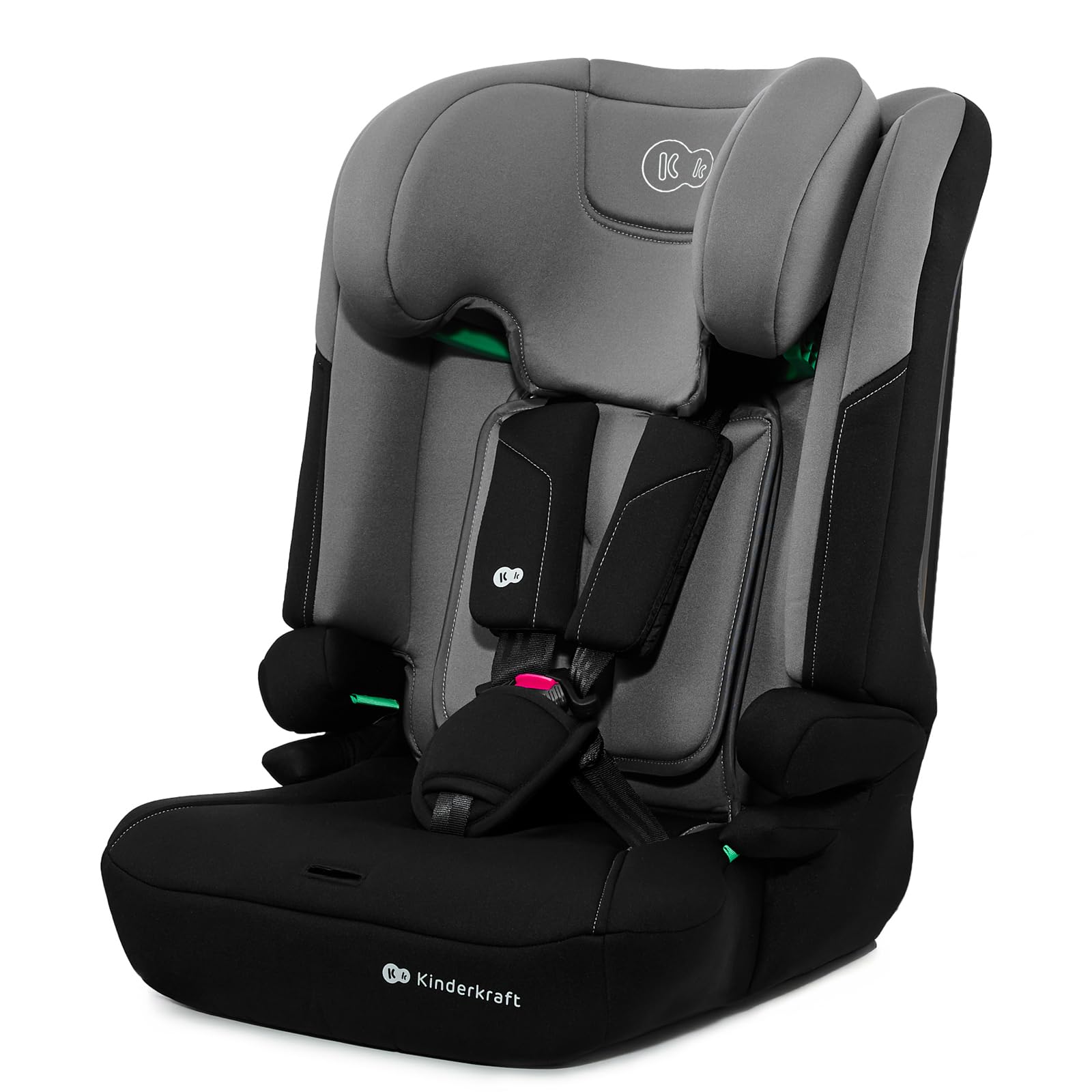 Kinderkraft I-COMFY Autositz 76-150cm Verstellbare Rückenlehne 5-Punkt-Sicherheitsgurt EASY GROW SYSTEM Dunkelgrau