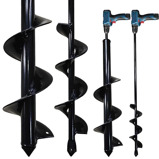 2 Count Garden Auger Drill Bits, 3.5" x 16" &