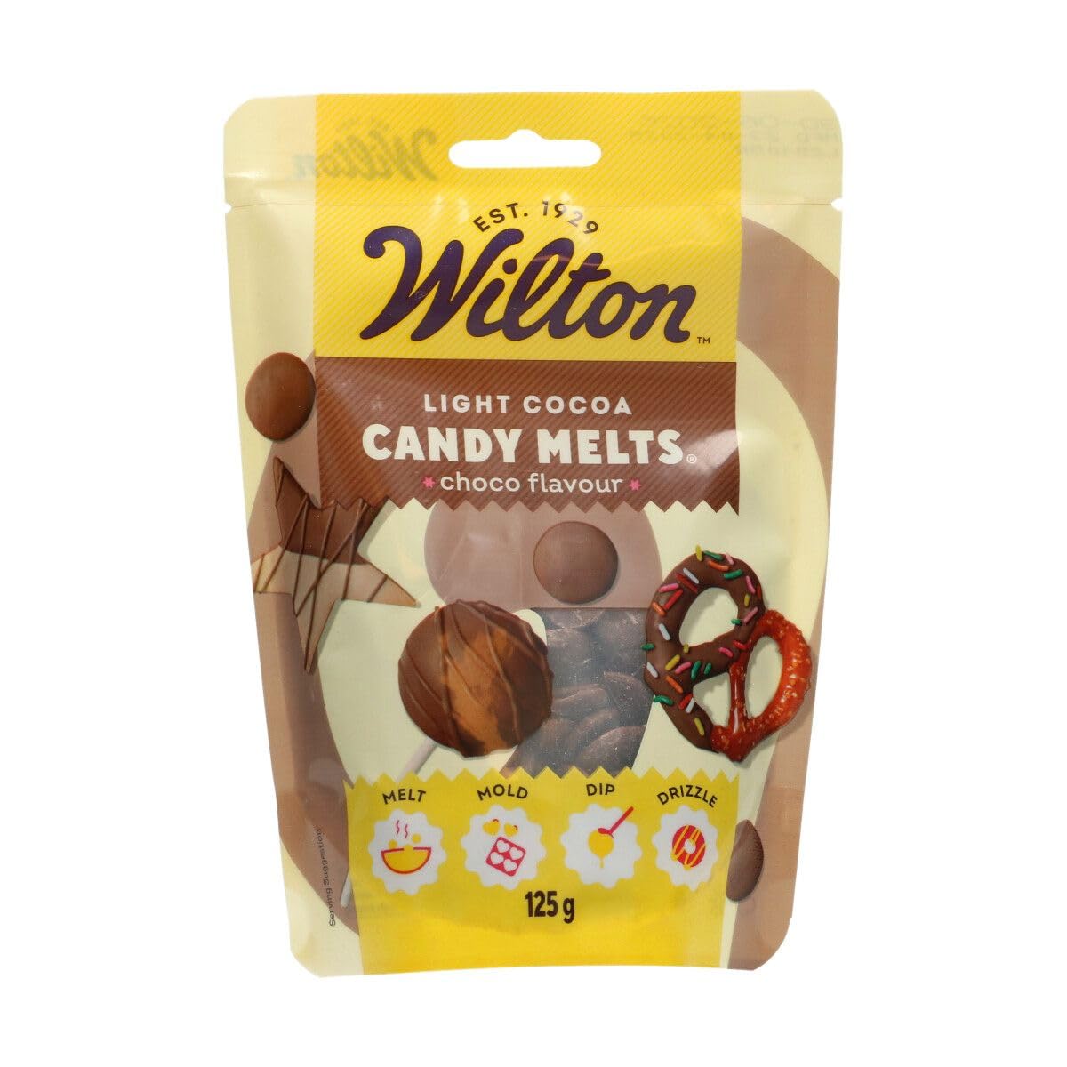 Wilton Candy Melts Light Cocoa: Melting Candy with Chocolate Flavour for Molding, Dipping and Decorating, Optimal for Cake Pops, Candies, Cakes and Coating Treats - 125 g