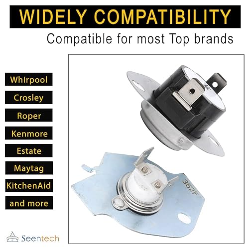 Miniatura 2 de Seentech - Kit de corte térmico para secadora 279769, pieza de repuesto compatible con secadoras Whirpool y Kenmore - Reemplaza 3389946, 3398671,
