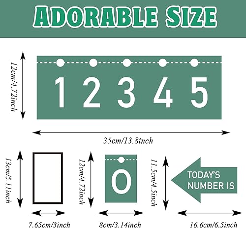Miniatura 2 de Tablón de anuncios de línea numérica -20 a 120 para aula de pared, decoración de borde de hojas de eucalipto verde para decoración de borde de