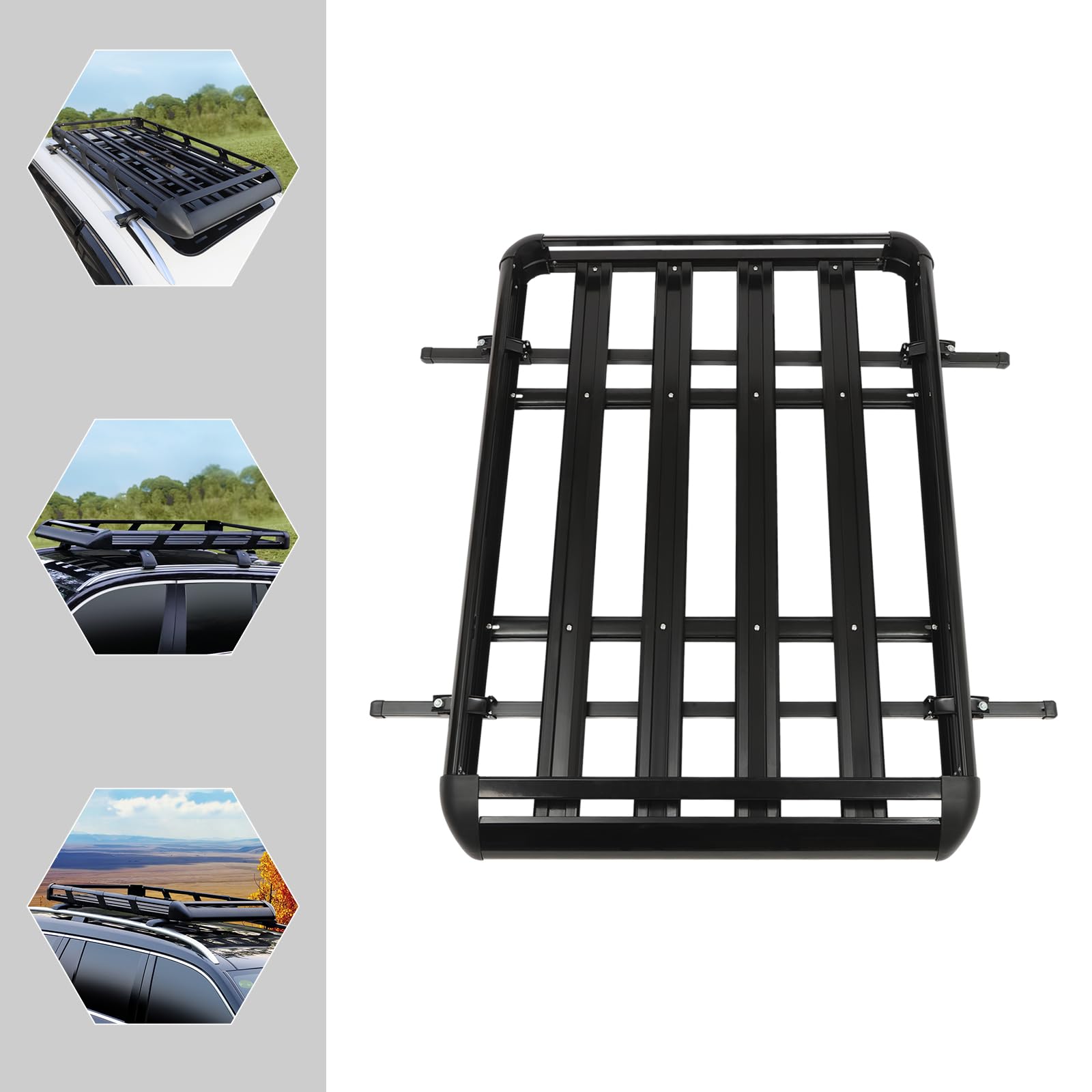 Cesta de techo universal de aluminio para coche, 160 cm, para modelos SUV con capacidad de peso de 150 kg, color negro