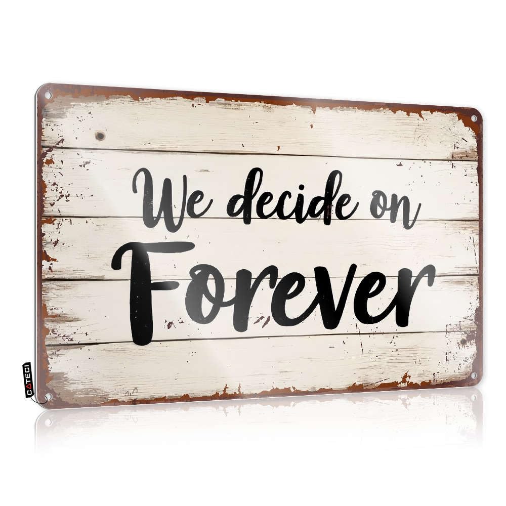 Sujd Women's Colour Tinplate Sign Farmhouse Kitchen Wall Decor Metal Cowboy Indoor Outdoor | Guard Humorous Warning We Decide On Forever. / Bathroom Art