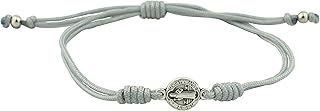 Adjustable Saint Benedict Medal Bracelet | Durable Light Grey Cord | Patron Saint of Students | Great Catholic Gift for First Communion and Confirmation